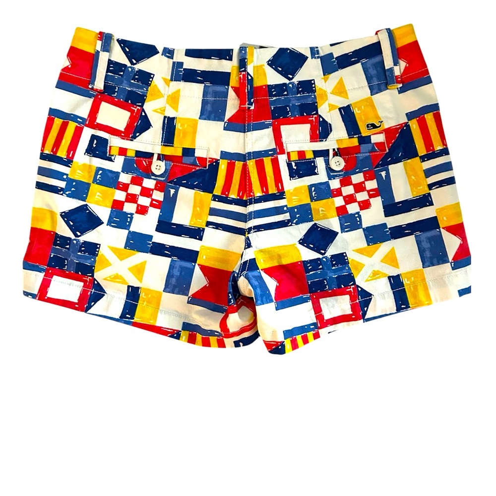 NWT Vineyard Vines Womens 3.5” Nautical Flag Bold Print Summer Chino Shorts SZ-0 - Picture 3 of 9